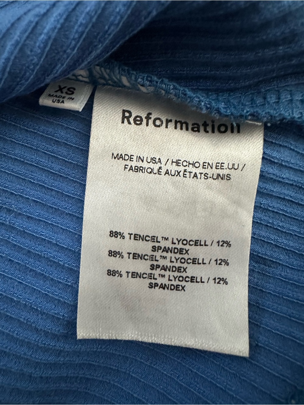 Reformation Blue Ribbed Tank Top - Picture 6 of 7